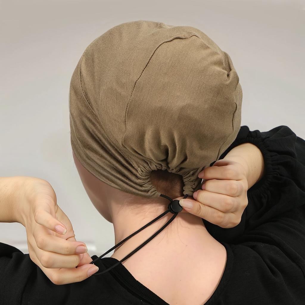 New Women Muslim Inner Caps Drawstring Instant Hijab Solid Adjustable Elastic Undercap Modal Hijab Muslim Bonnet Underscarf