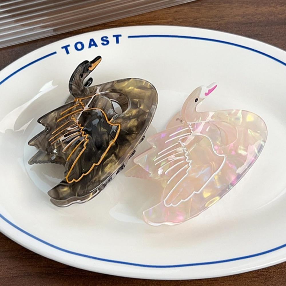 Sweet Cartoon Acetate Shark Clip Acetic Acid Swan Hair Clip Personalized Goldfish Grab Clip  Woman