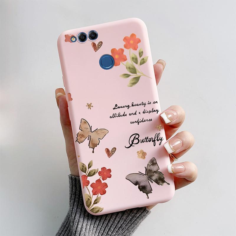 For Honor 7X Case Matte Cover Honor7X 7 X Soft Silicone Cute Cat Cartoon Case For Huawei Honor 7X BND-L21 BND-L22 BND-L24 Coque