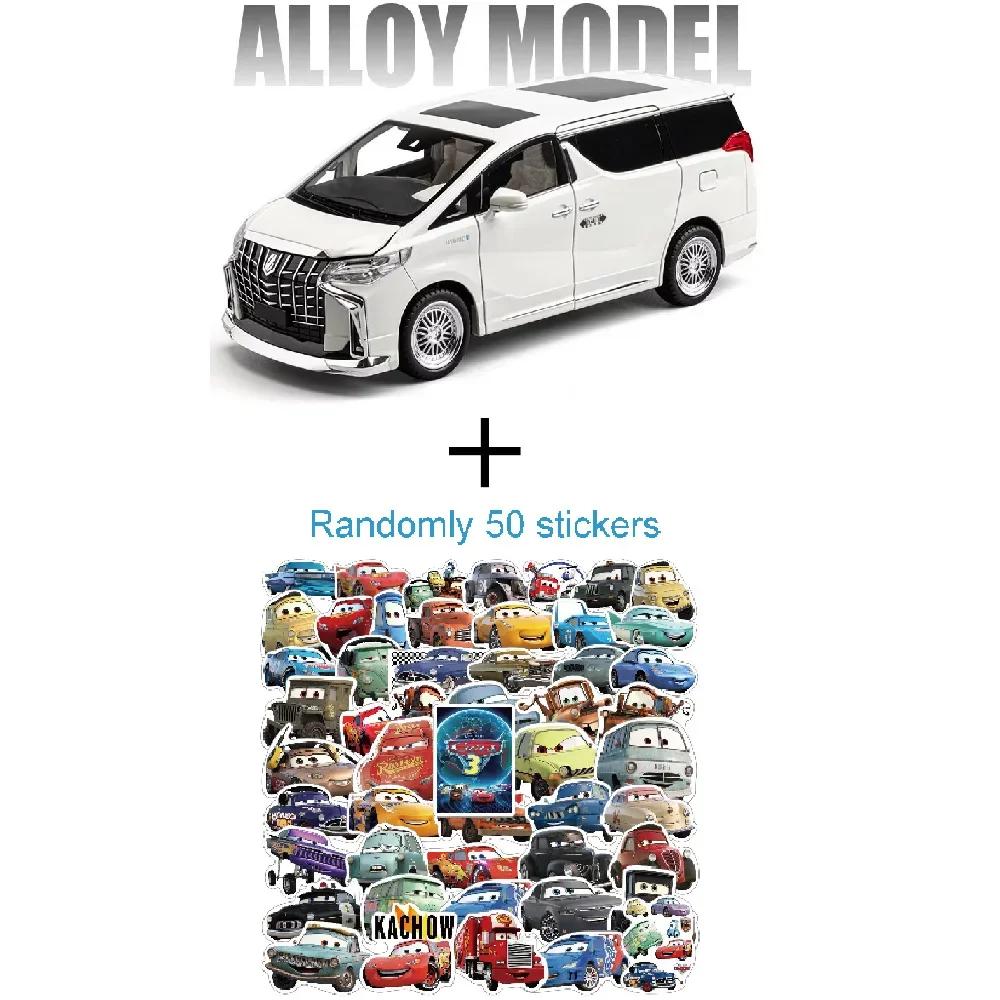 Large Scale 1:18 Alphard Car Model Toy Automatic Door Diecast Metal Sound Light Business Vehicles Decoration for Kids Gifts