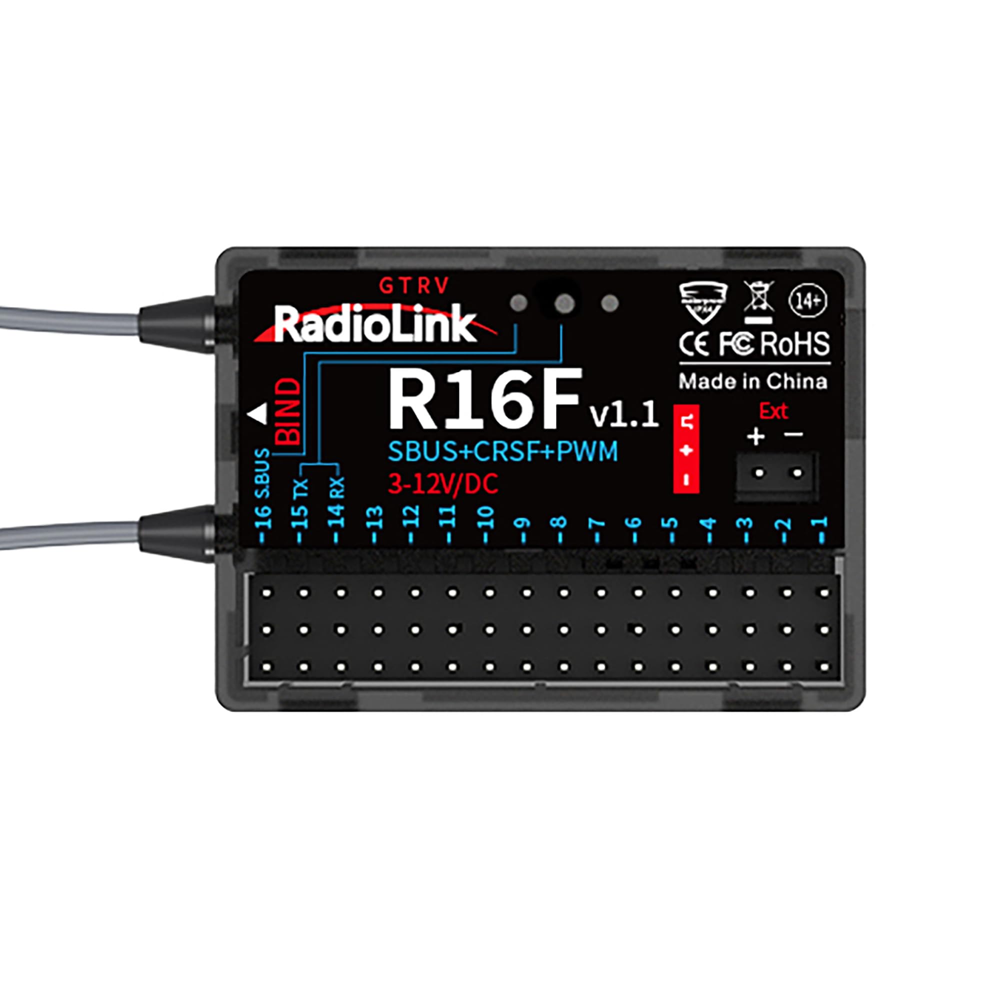 

RadioLink Direct Store RadioLink Receiver Series: 2.4GHz 16-channel Technically certified receiver with online upgrade function Suitable for drones,