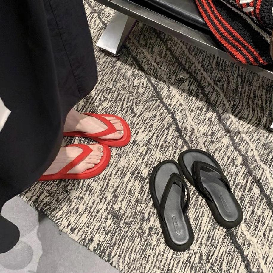 A Pair of Sheepskin On Hand Feels Like Stepping On Shit, Beach Vacation Thick-soled Flip-flops, Women's Summer Cool Slippers, Outer Wear