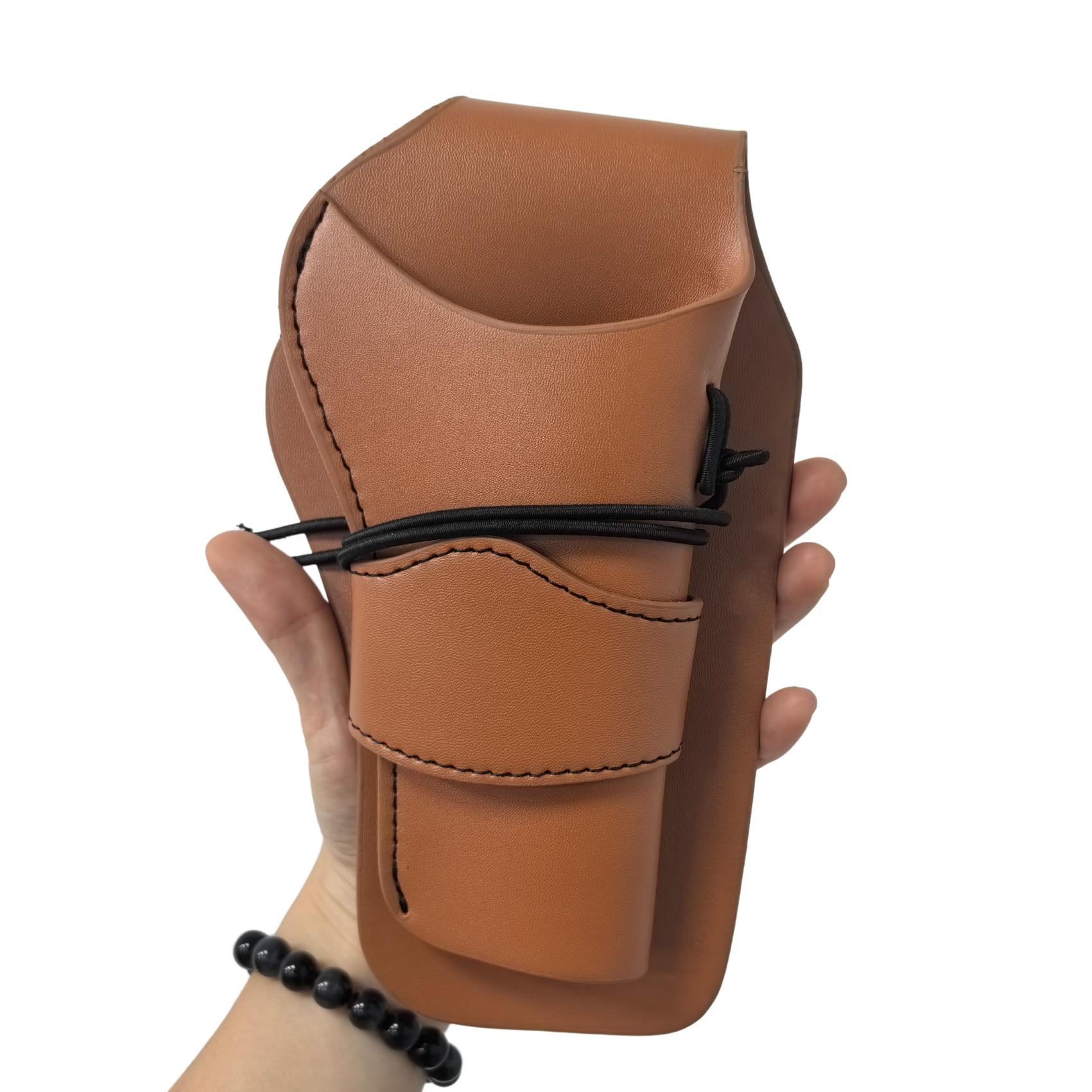 

Western Style Revolver Holster Retro Cowhide Look PU Leather Waist Gun Holder for Cowboy Costume Reenactment Prop Display Only коричневий