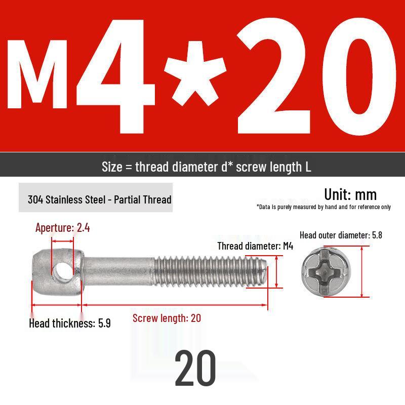 304 Stainless Steel Lead Seal Galvanized Meter Screw with Cross Hole