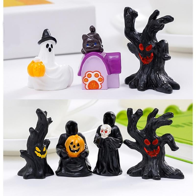 13PCS Halloween Figurine  Landscape Desktop Decoration Set Miniature  Ornament Resin Crafts For Party Home