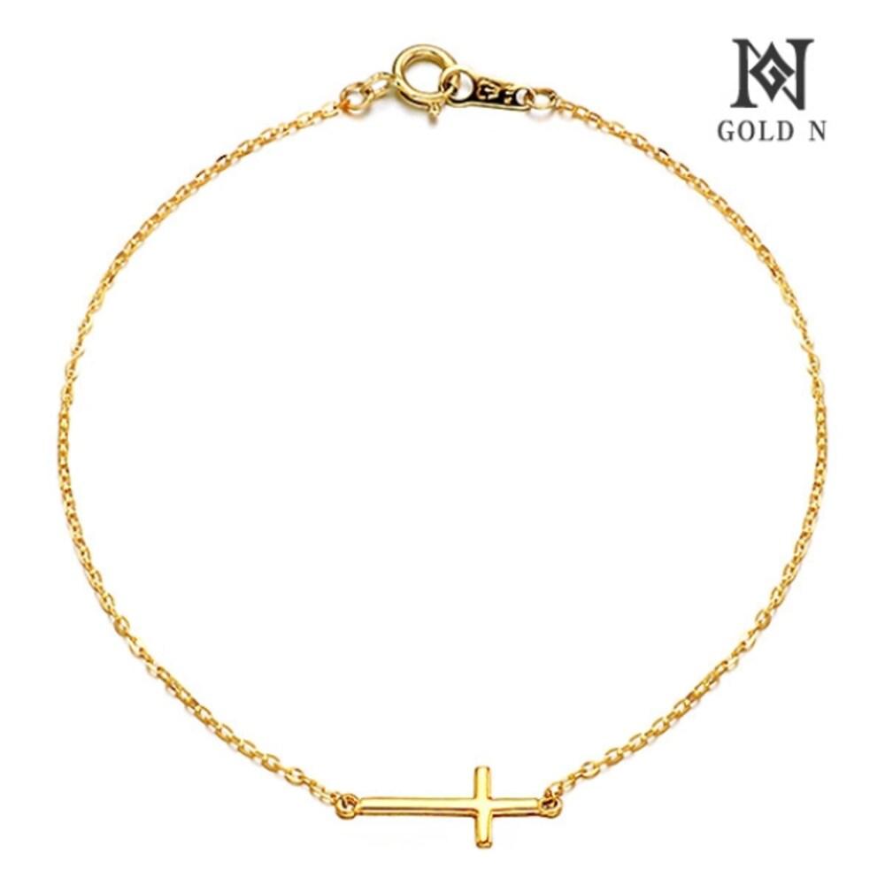 [Gold N] 14K Simple Cross Single-Line Bracelet