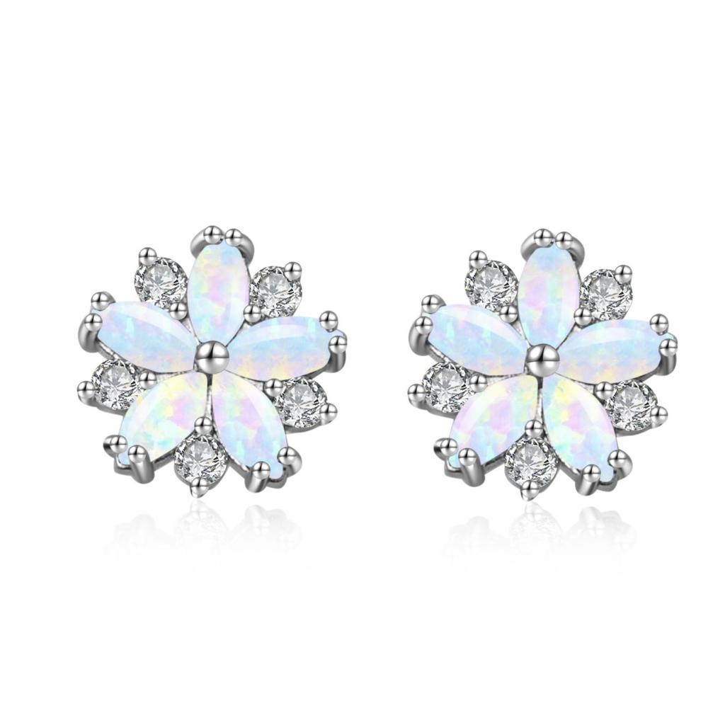 Women's Opal Flower Earrings