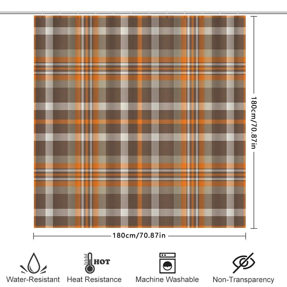 Stylish Plaid Shower Curtain Set For Bathroom Decor Waterproof Fabric With Hook Rings Available In Multiple Sizes!