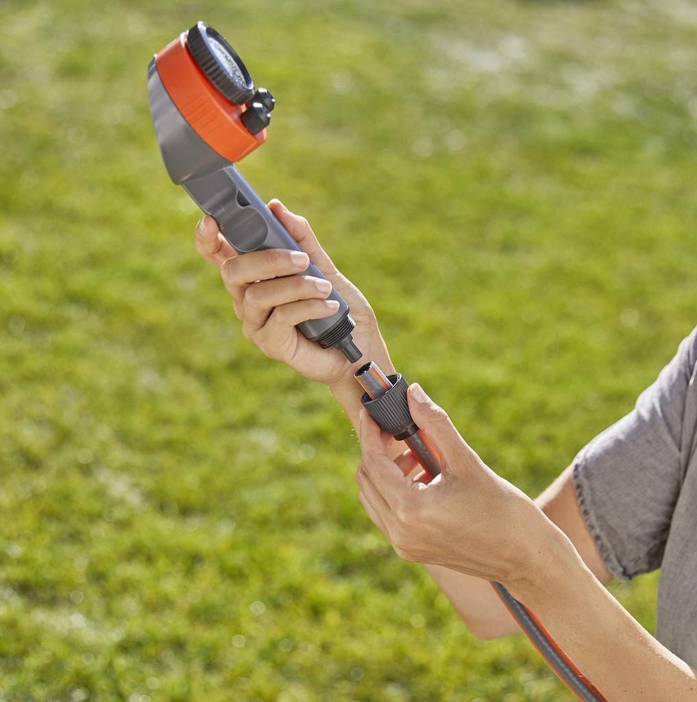 GARDENA Garden Shower Adjustable Water Volume and Product Up to 5 Years Trio, Silver/Gray/Orange, Height, 960-20, Warranty