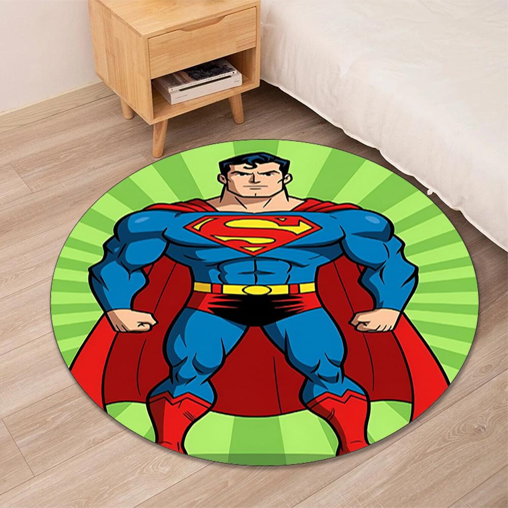 SUPERMAN Printed Round Rug Carpet Chair Rug Area Rug Entryway Doormats,for Office Chair Living Room Bedroom Kitchen Room.