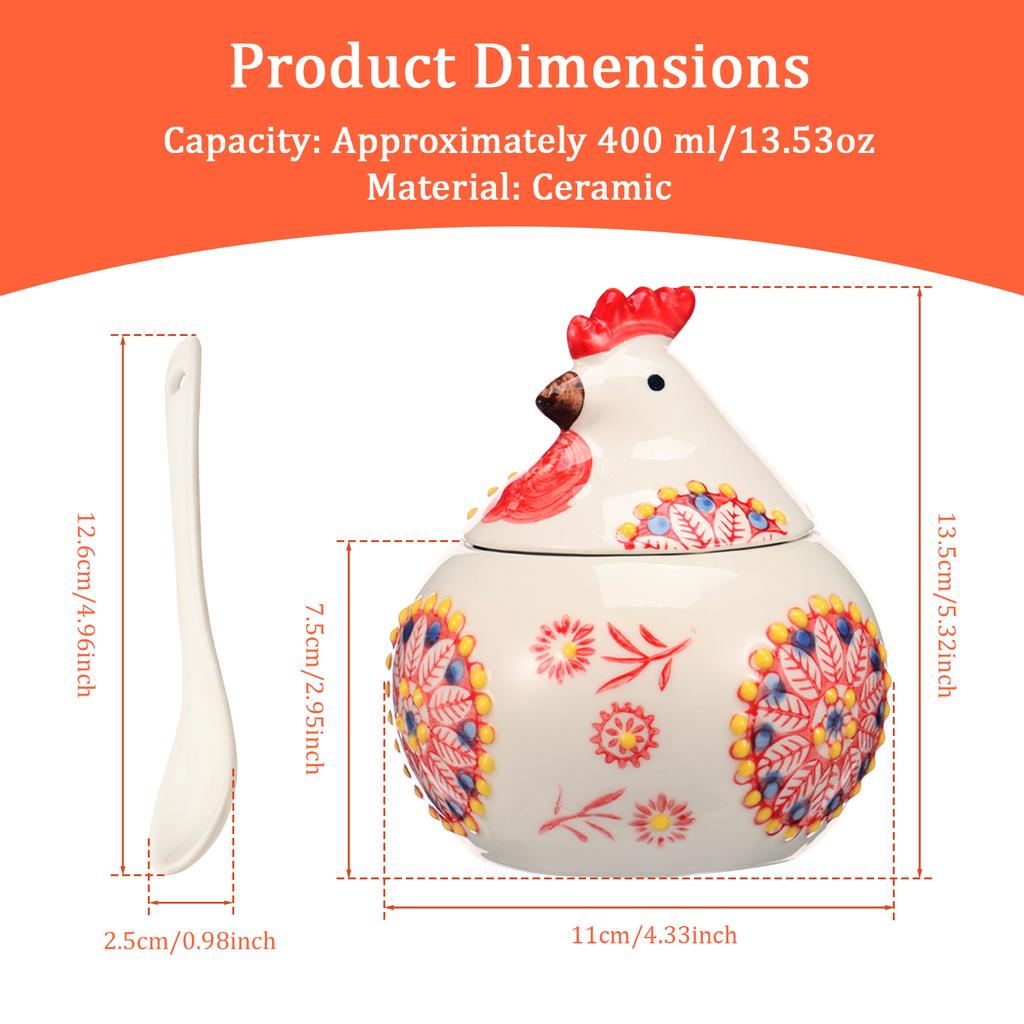 Salt Seasoning Jars Pepper Jar Ceramic Condiment Box Storage Pot Rooster Shape Spice Container Sugar Coffee Function Multi Bowls