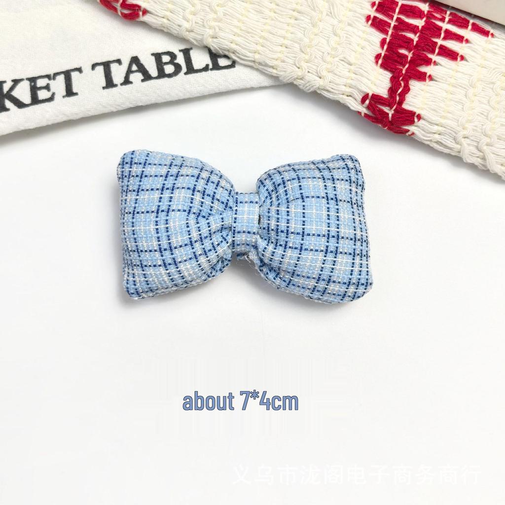 New Cotton-Filled Plaid Bow Knot Hair Clip & Scarf Decoration - Korean Style DIY Jewelry