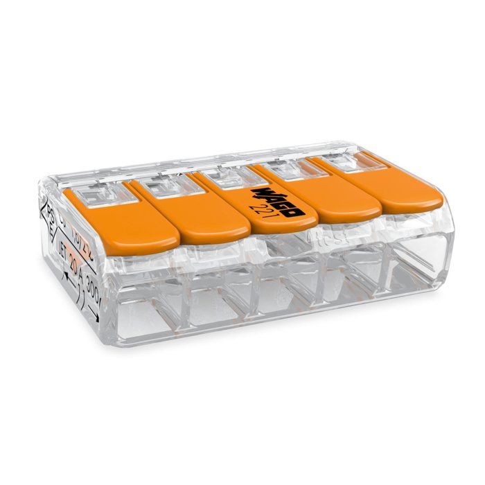 Svorkovnice - WAGO - 221-415 BT25 - 4 mm² - Průhledná - 32 A