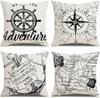 Nautical Dcor Pillowcase Compass And Anchor Cushion Cover Marine Style Home Dcor Linen Pillowcase 45X45Cm