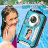 4K Underwater Camera 11FT Waterproof Camera with 32GB Card 48MP Autofocus Dual-Screen Selfie Underwater Camera for  Waterproof Type-C (Blue)