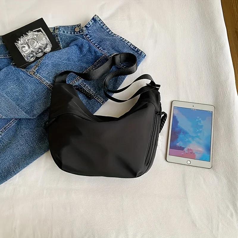 Trendy Nylon Crossbody Bag  Large Capacity Shoulder Bag  Casual Oxford Cloth Dumpling Bag For Outdoor Sport Cycling Hiking