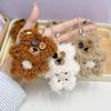 Cute Curly Plush Bear Keychain with Button Eyes