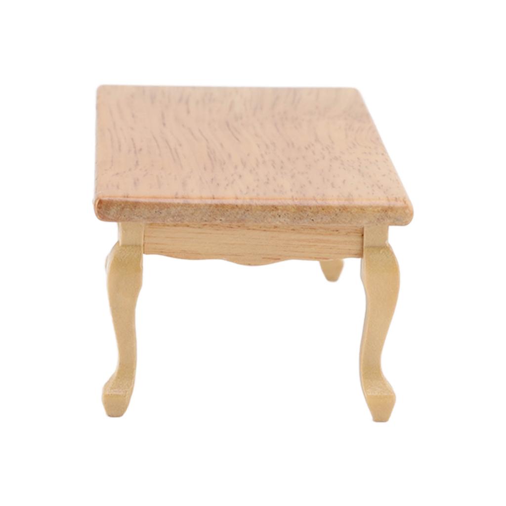 Domeček pro panenky Konferenční stolek 1/12 Březové dřevo Obdélníkový Miniaturní Čajový stolek pro Nábytek do domečku pro panenky