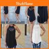 European Style Loose Fit Sleeveless Cotton T Shirt With Lace Splicing For Casual Women