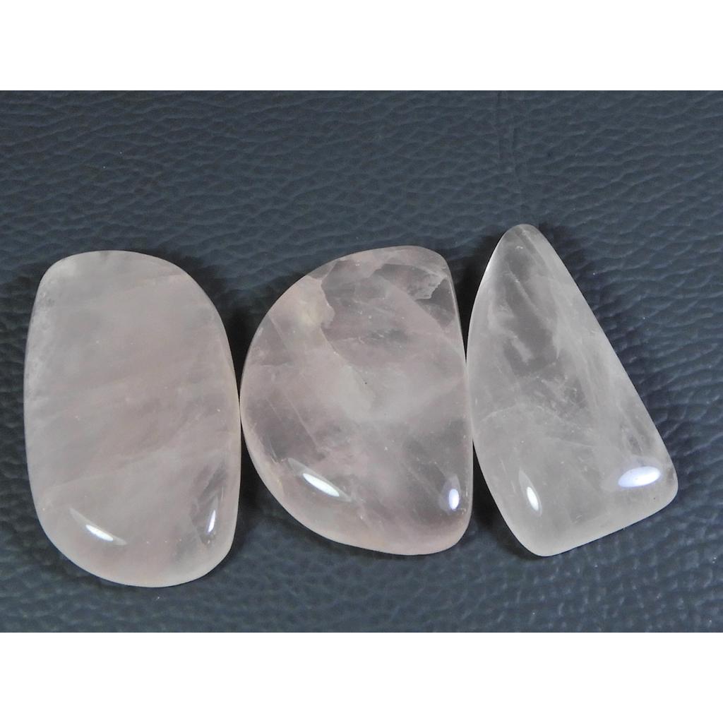 3Pcs Natural Baby Pink Rose Quartz Fancy Cabochon Loose Gemstone Lot 203Cts. A-755