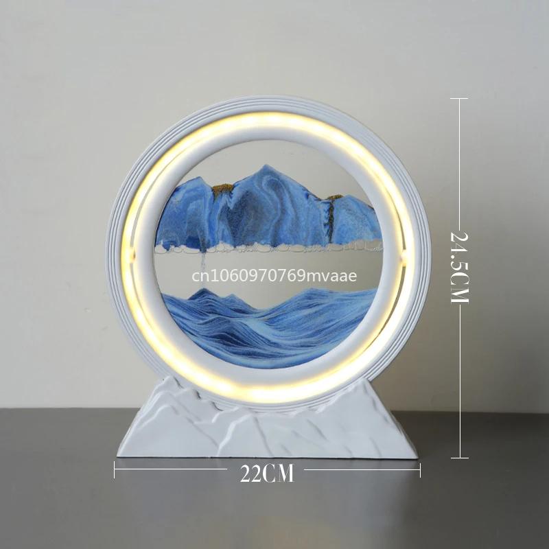 Sandscape Moving Sand Art Picture Quicksand Table Lamp Liquid Hourglass Dynamic Flowing Sand Painting Night Light Home Decor