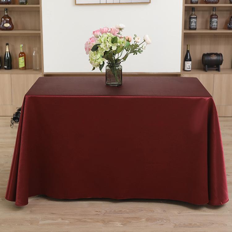 Hotel Tablecloth Conference Tablecloth Table Skirt Satin Glossy Rectangular Square Solid Color Banquet Tablecloth Navy Blue Thickened