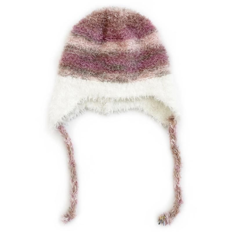 Korean Style Children's Colorful Plush Knit Hat - Soft, Warm Wool with Ear Protection