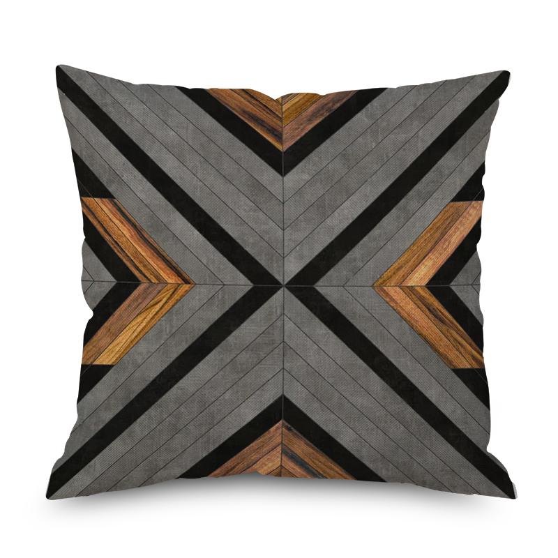 Home Decor Nordic Brown Geometric Ornament Pillow Cover Sofa Chair Printed Car Cushion Cover