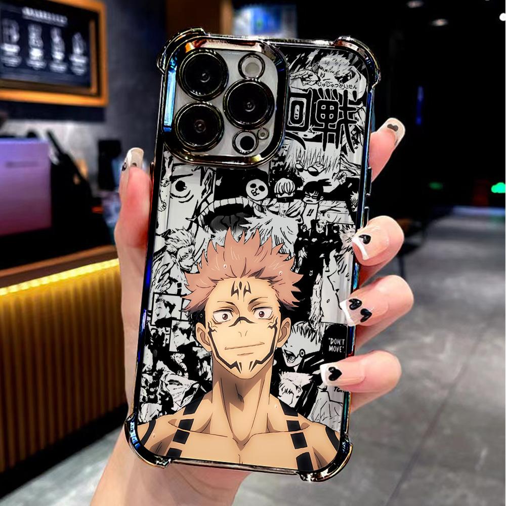 Jujutsu Kaisens Itadori Yuji Plating Phone Case For Samsung S25 S24 S23 S22 S21 S20 FE Note20 Edge Plus Ultra 4G 5G Anti Fall