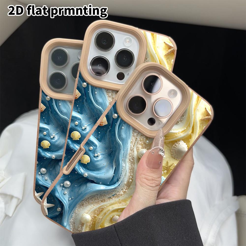 Phone Case: 2D Flat Lambskin Suitable for iPhone 18, 17, 16, 15, 14, 13 Pro Protective Cases, Ocean Shell, Christmas and Halloween Gifts