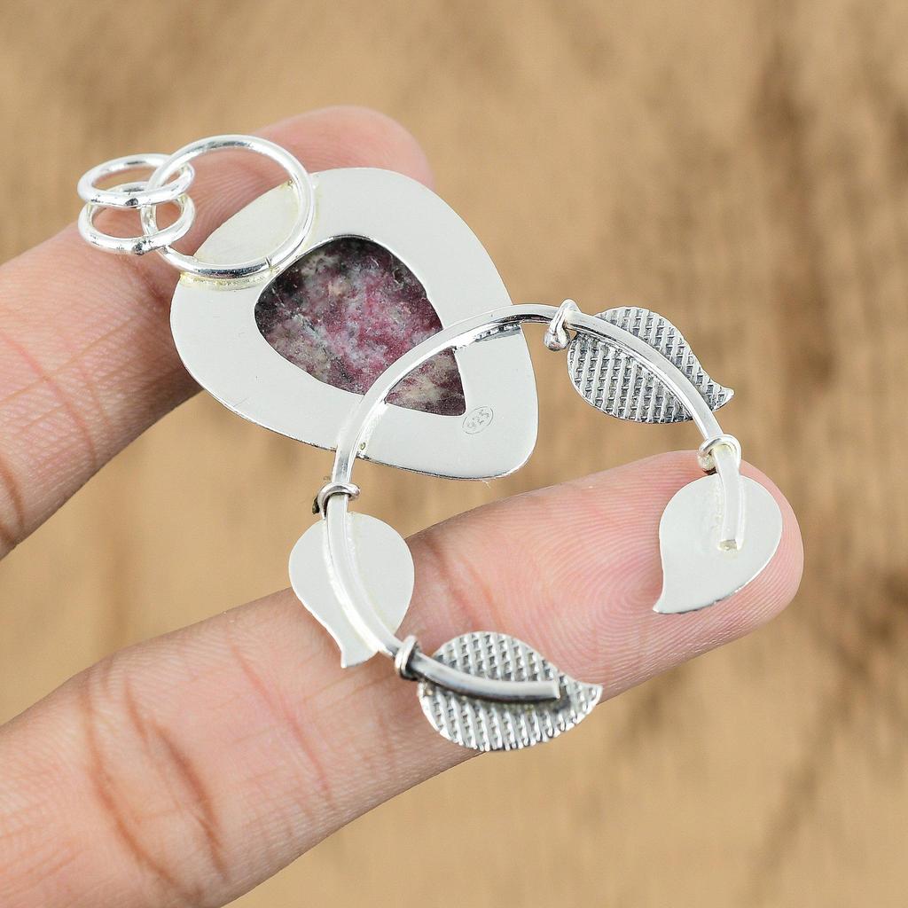 Wedding Gift For Her 925 Sterling Silver Natural Thulite Gemstone Pendant