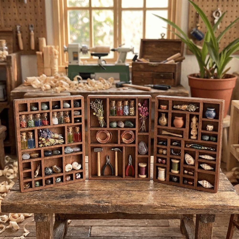 Miniature Crystal Mini Jewelry Holder Multi Compartments Dollhouse Shelf  Doll House Decor