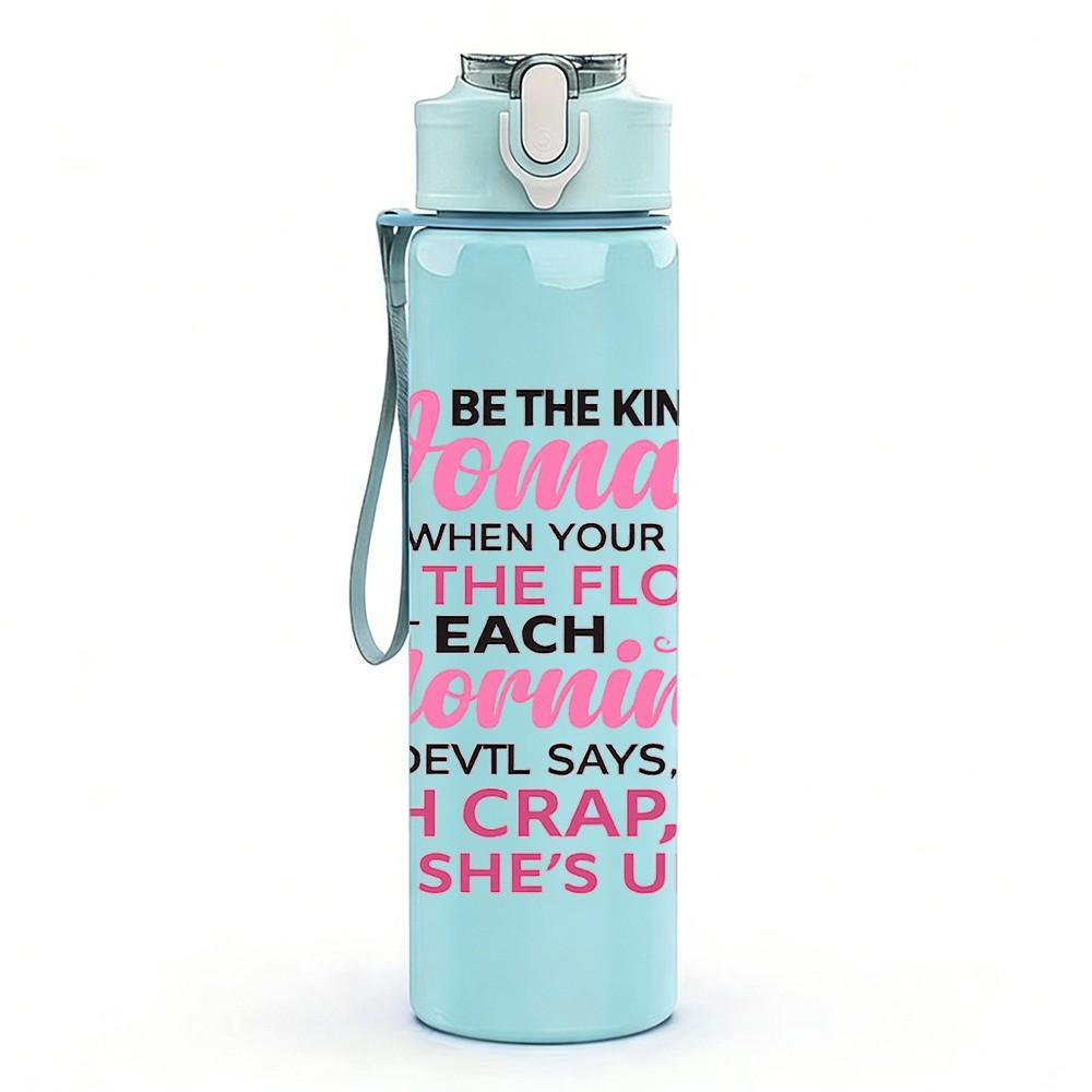 1PC The Truth Of The Gospel Pink Slogan Print 750ml Color Plastic Sports Water Bottle Leakproof Flip Straw Lid Suitable for Sports Office Home Use