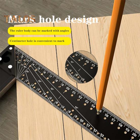 Woodworking Square Ruler High Precise Anti-drop Design Wide Application Multi-Function Angle Precision Square Woodworking Ruler