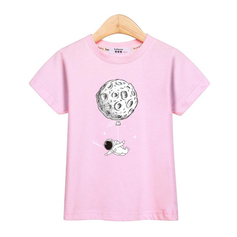 Astronaut New Cartoon T-shirt Boys Summer Shirt Children Short Sleeved Tops Spaceman Clothes