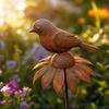 Metal Bird Garden Stake with Rust Finish Outdoor Yard Decoration Creative Flower Topper for Patio Lawn and Garden