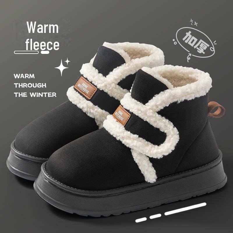 

Женские зимние ботинки средней высоты 2024 года: Теплая, толстая бархатная, нескользящая, морозостойкая, хлопковая обувь для улицы Size 38-39