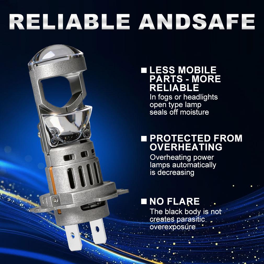 2 Adet H7 LED Projektör Merceği Far Ampulü H4 Canbus Araç Motosiklet Işığı Mini Kablosuz Turbo 40000LM Otomatik Sis Lambası Tak & Çalıştır Far 6500K Beyaz