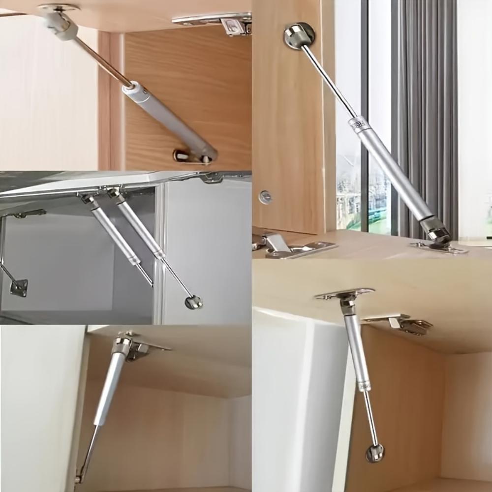 2 Stück Klassische Polierte Metall-Hydraulik-Gasdruckfederscharniere, 100N Soft-Close Deckelstütze für Küchenschrank, Spielzeugkiste, Möbel