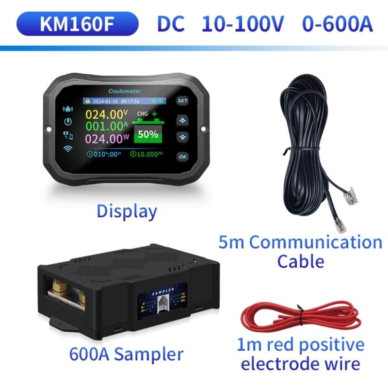 1 Set Battery Coulomb Counter Power Volt Ammeter for Lithium Batteries with Intelligent Safe Features Cable Included