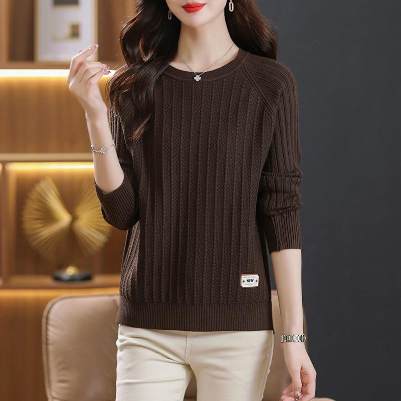 Long-sleeved Knitted Top Women's New Spring and Autumn Inner Sweater Early Autumn Thick Bottoming Shirt