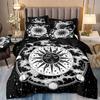 Bedding Set With Duvet Cover And Pillowcases, Starry Sky Print, Sun And Moon, 2 People, 220x240, Luxury Galaxy Series, Winter