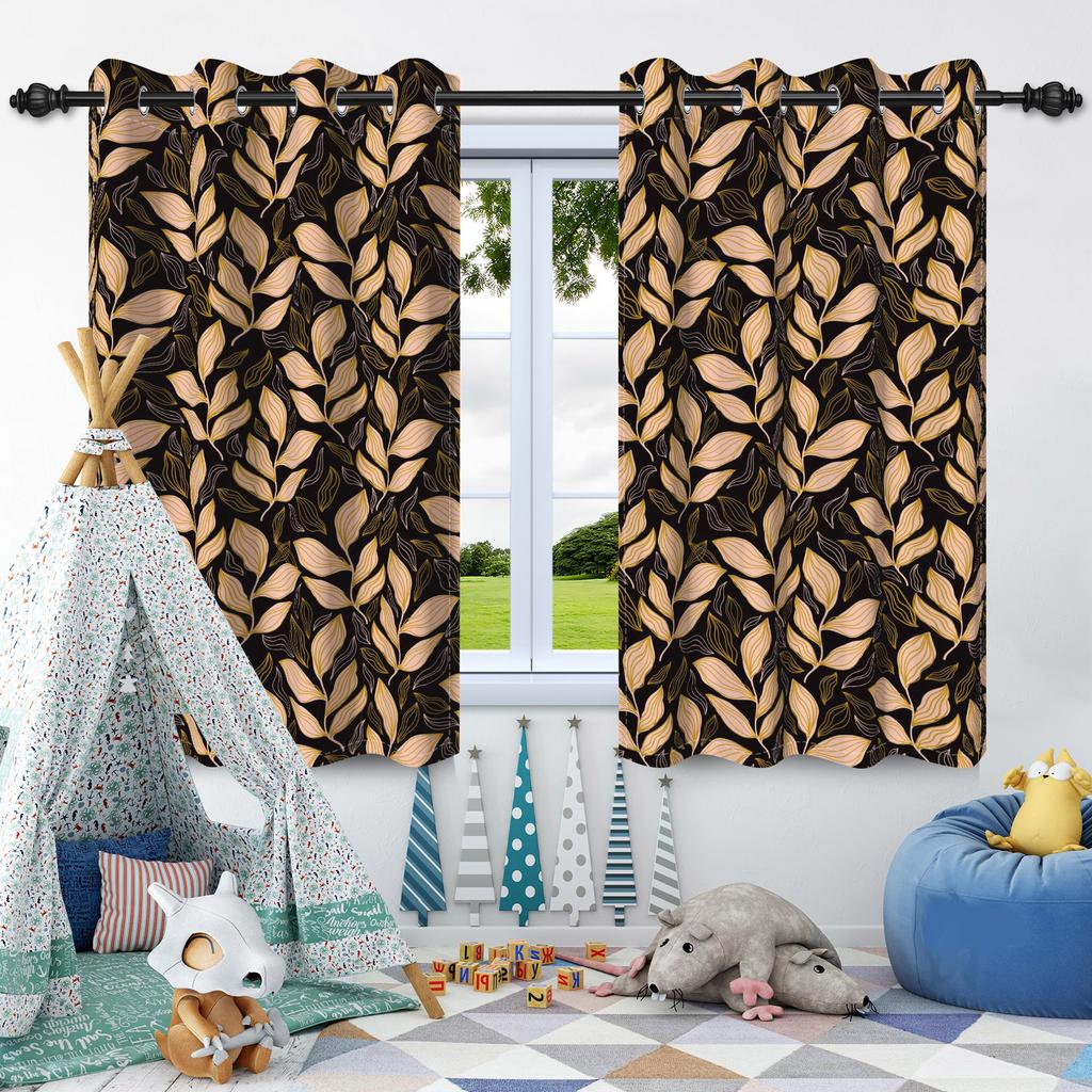 2pcs Fresh Flowers Plants Blackout Curtain Bedroom Privacy Partition Living Room Darkening Heat insulation Window Curtains