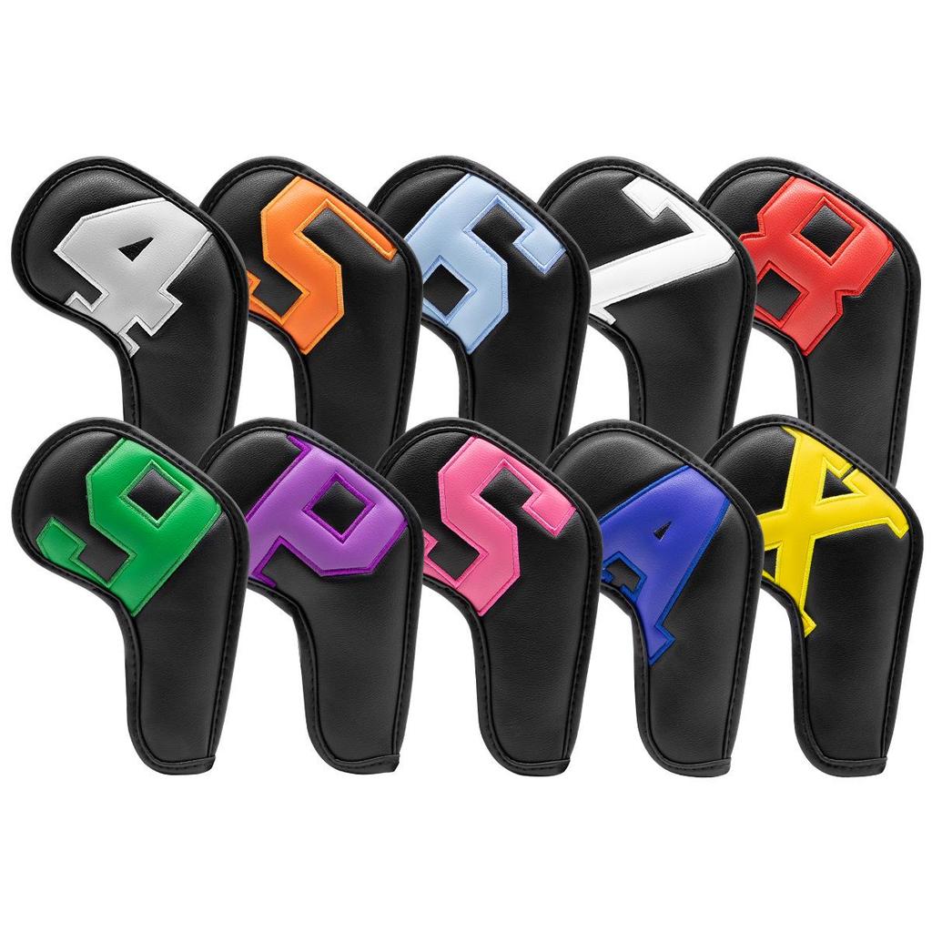 PU Leather Golf Iron Head Covers, Protective Club Covers