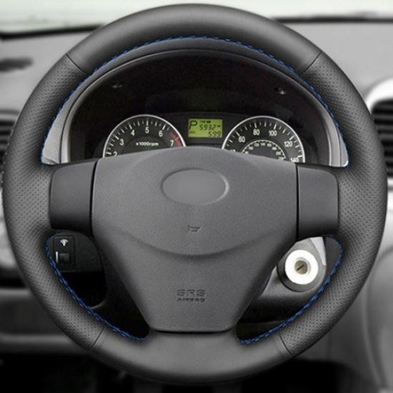 Black Steering Wheel Leather Cover Trim For Hyundai Accent Kia Rio5 2006-2011