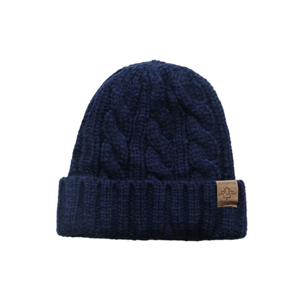 

Утолщенная вязаная шапка Зимняя плюшевая шапочка Мягкая шапка-пуловер Для улицы синий