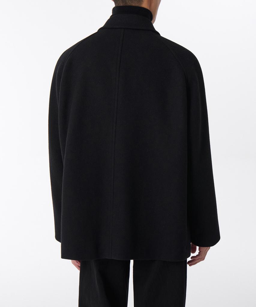Musinsa Standard Wool Blend Oversized Half Balmacaan Coat [Black]