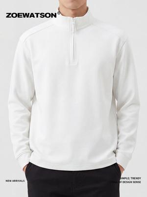 ZOEWATSON Men's Half-Zip Stand Collar Hoodie - 2026 Autumn/Winter Casual Top