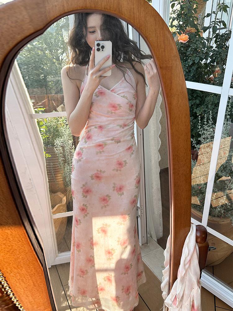 Thirteenth Line French Floral Camellia Spaghetti Strap Dress Set
