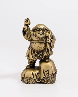 One of the Seven Lucky Silky Makita Antique Buddhist Takaoka Copperware Daikokuten, Gods, Gold. Sculptor Shuun. Original Gold. Statue. (Daikokuten